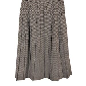 Womens SZ 16 Vinci Clothiers Houndstooth Pleated Midi Skirt Brown Dark Academia